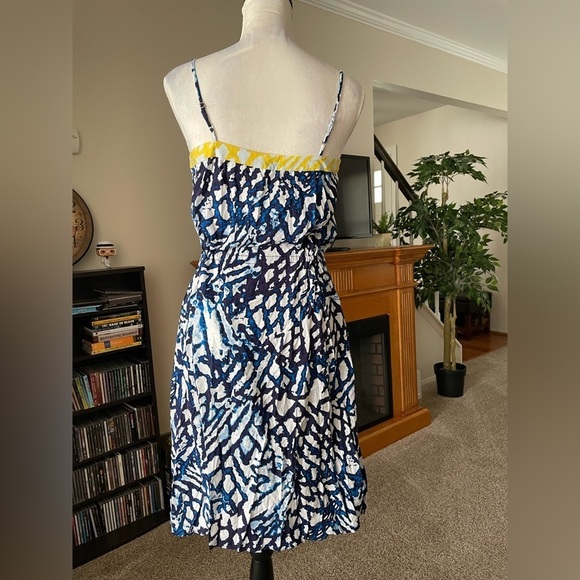 Rachel Rachel Roy Blue & Yellow Abstract Print Button Up Dress Size Small - Picture 7 of 11
